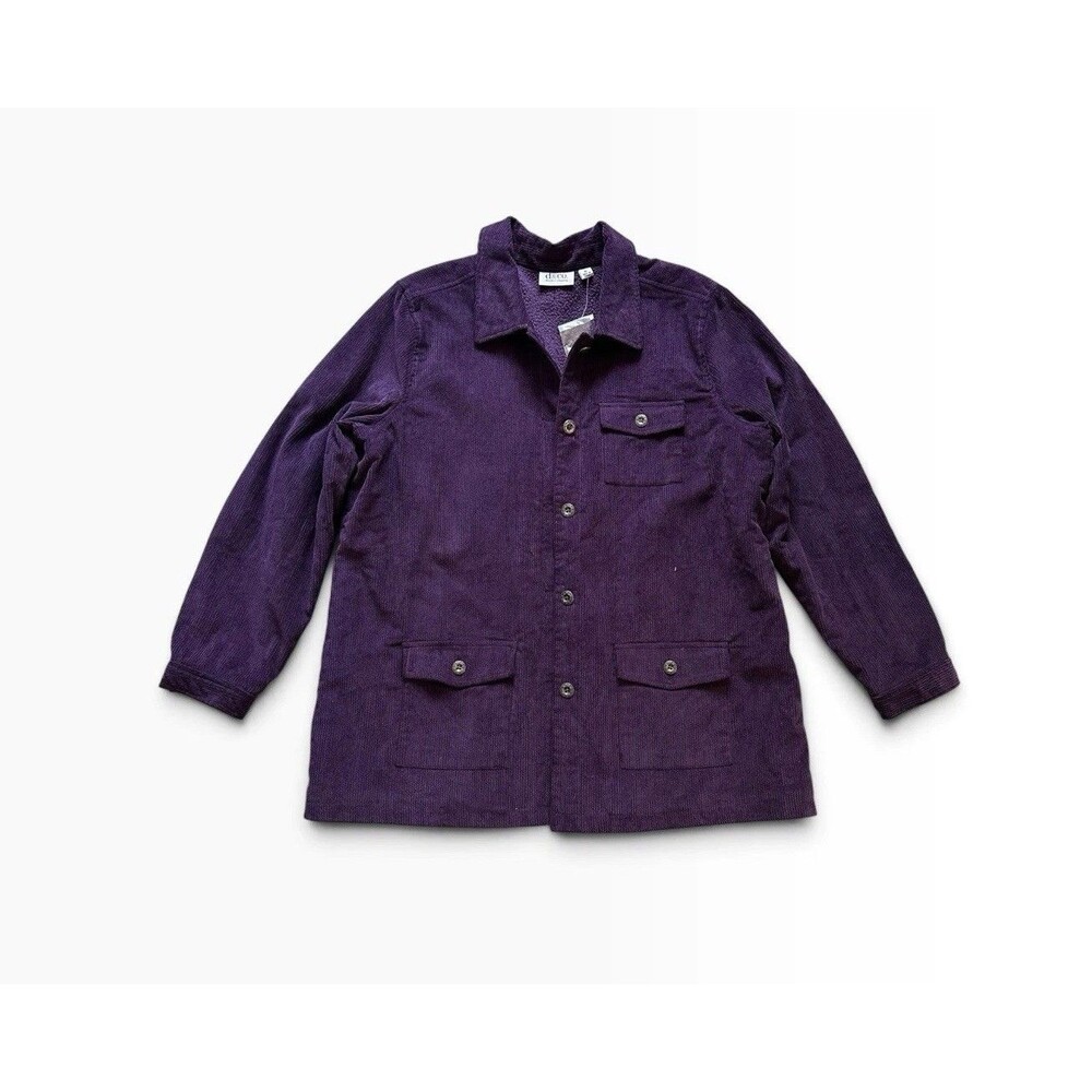 Denim & Co Sherpa Lined Corduroy Jacket Women’s XL Purple Mid-Length Cabin Coat
